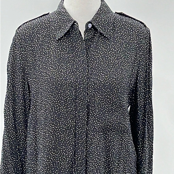 Equipment Femme Viscose Long Sleeve Button Front Galaxy Dot Blouse - Size Medium - Picture 2 of 6